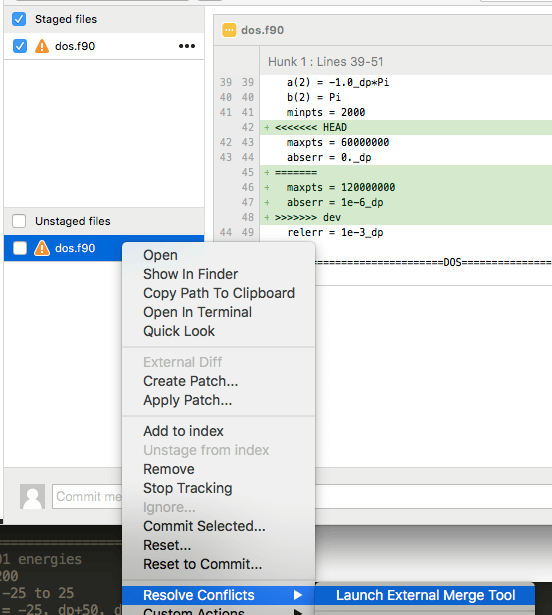 Launch merge tool